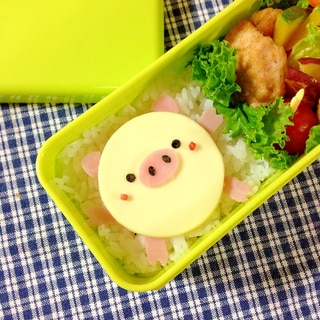 簡単キャラ弁☆まんまる子ブタちゃんのお弁当♪